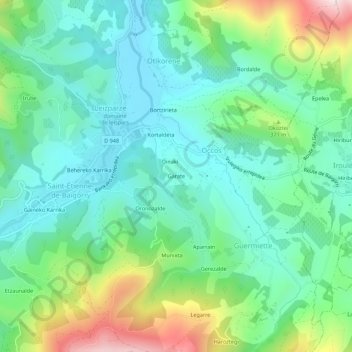 Garate topographic map, elevation, terrain