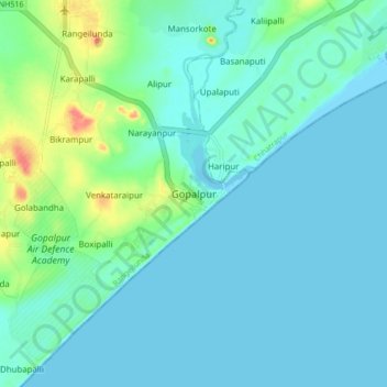 Gopalpur topographic map, elevation, terrain
