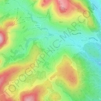 Oberlehen topographic map, elevation, terrain