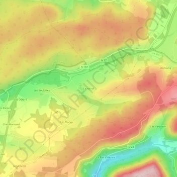 Le Hariol topographic map, elevation, terrain