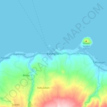 Balingoan topographic map, elevation, terrain