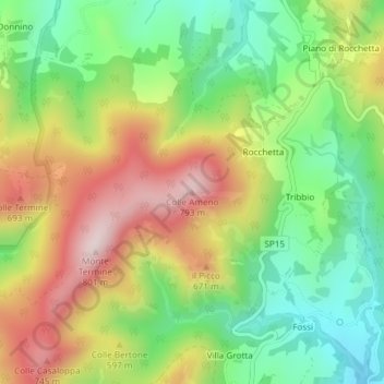 Colle Ameno topographic map, elevation, terrain