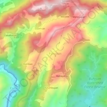 Pamutan topographic map, elevation, terrain