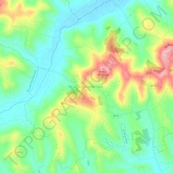 Cuccaro Monferrato topographic map, elevation, terrain