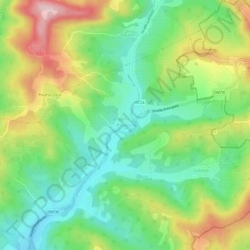 Popești topographic map, elevation, terrain