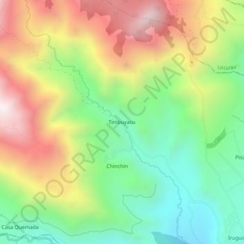 Timbuyacu topographic map, elevation, terrain