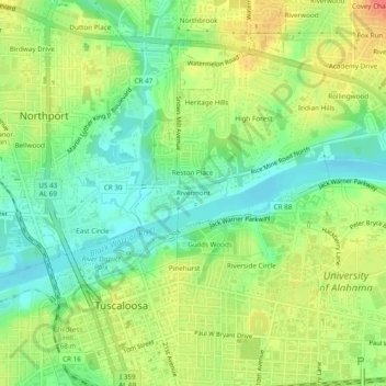 Rivermont topographic map, elevation, terrain