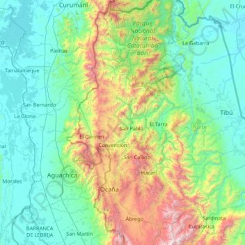 Convención topographic map, elevation, terrain