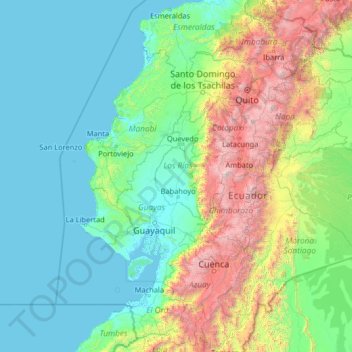 Los Ríos topographic map, elevation, terrain