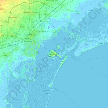 Venezia topographic map, elevation, terrain