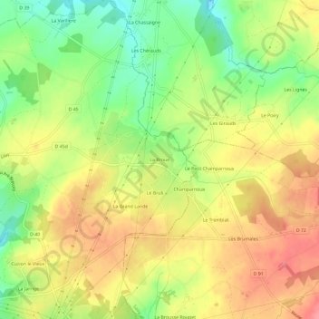 La Broue topographic map, elevation, terrain