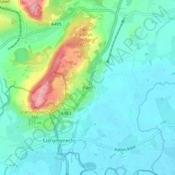 Pant topographic map, elevation, terrain
