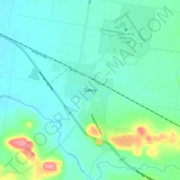 Oakey topographic map, elevation, terrain