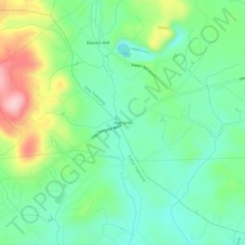 Oley Line topographic map, elevation, terrain