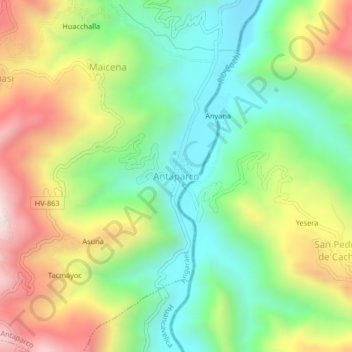 Antaparco topographic map, elevation, terrain