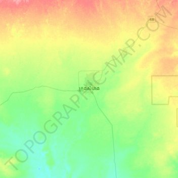 Samraong topographic map, elevation, terrain