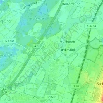Weitenung topographic map, elevation, terrain