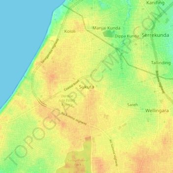Sukuta topographic map, elevation, terrain