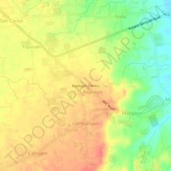 Baybayin Centro topographic map, elevation, terrain