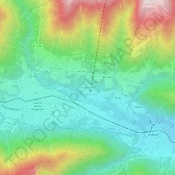 Prestinone topographic map, elevation, terrain