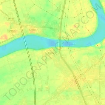 Kamrej topographic map, elevation, terrain