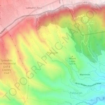 Niyugan topographic map, elevation, terrain