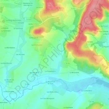 Le Verger topographic map, elevation, terrain