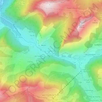 Les Portes topographic map, elevation, terrain