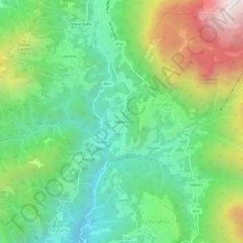 Bagnella topographic map, elevation, terrain