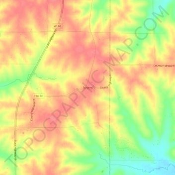 Stearns topographic map, elevation, terrain