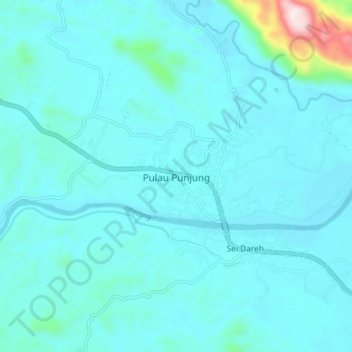 Pulau Punjung topographic map, elevation, terrain