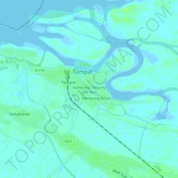 Kampung Tanjung Che Mas topographic map, elevation, terrain