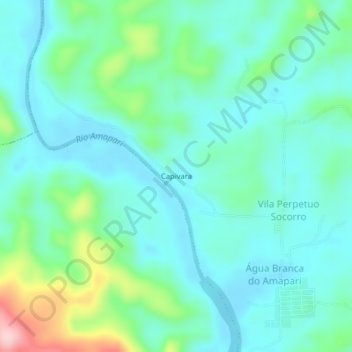 Capivara topographic map, elevation, terrain