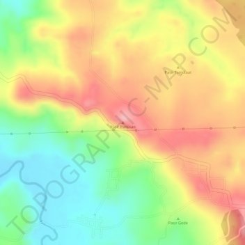 Pasir Paniisan topographic map, elevation, terrain