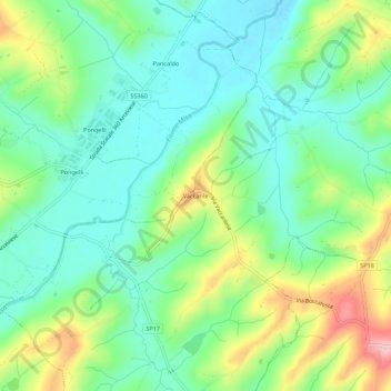 Vaccarile topographic map, elevation, terrain
