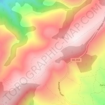 Pena el Caleyo topographic map, elevation, terrain