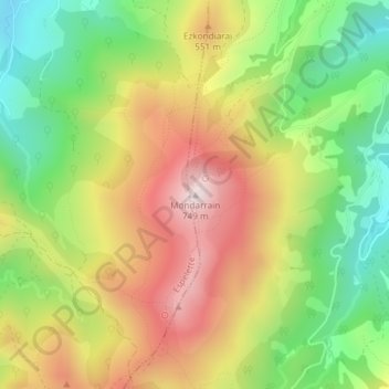 Mondarrain topographic map, elevation, terrain