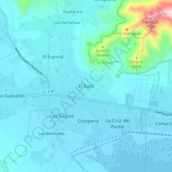 El Dátil topographic map, elevation, terrain