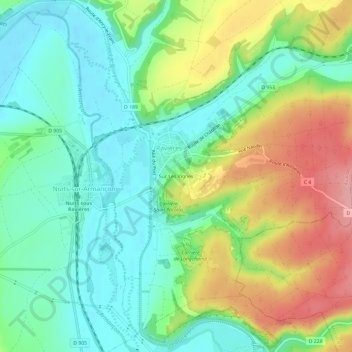 Sur Les Vignes topographic map, elevation, terrain