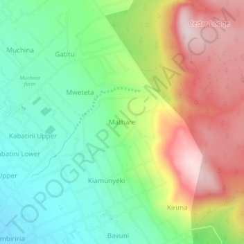 Mathare topographic map, elevation, terrain