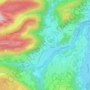 Winkel topographic map, elevation, terrain