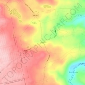 Angels topographic map, elevation, terrain