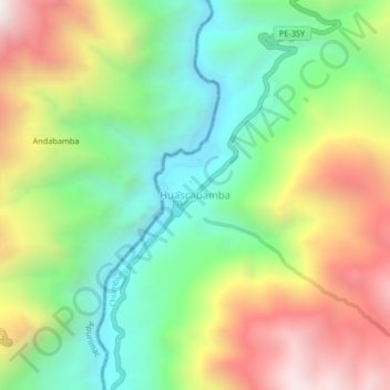 Huascabamba topographic map, elevation, terrain