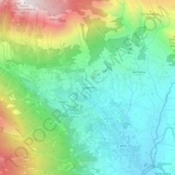 Sorgente topographic map, elevation, terrain