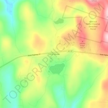 French Woods topographic map, elevation, terrain