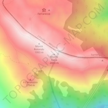 Monte Cava topographic map, elevation, terrain