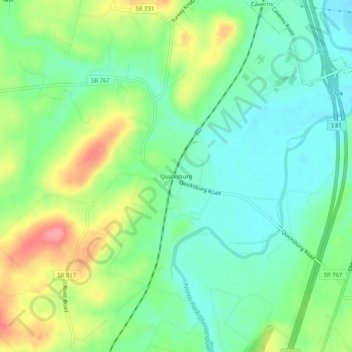 Quicksburg topographic map, elevation, terrain