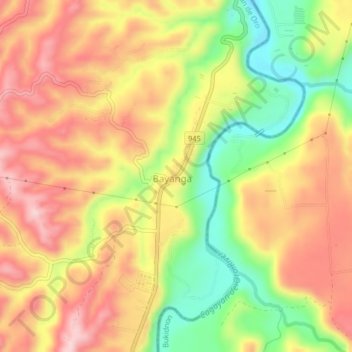 Bayanga topographic map, elevation, terrain
