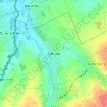 Baisieux topographic map, elevation, terrain