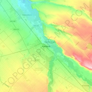 Armavir topographic map, elevation, terrain